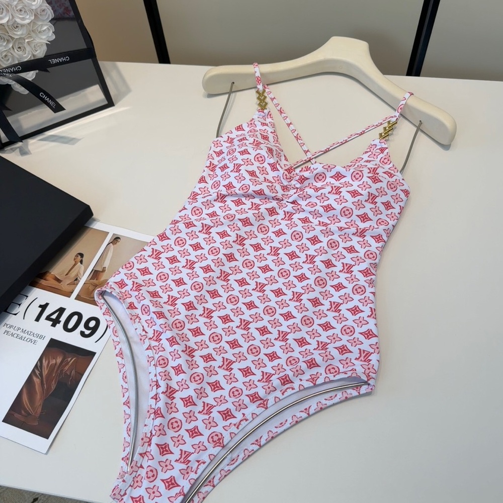Miu Miu Pink and White Patterned Bikini